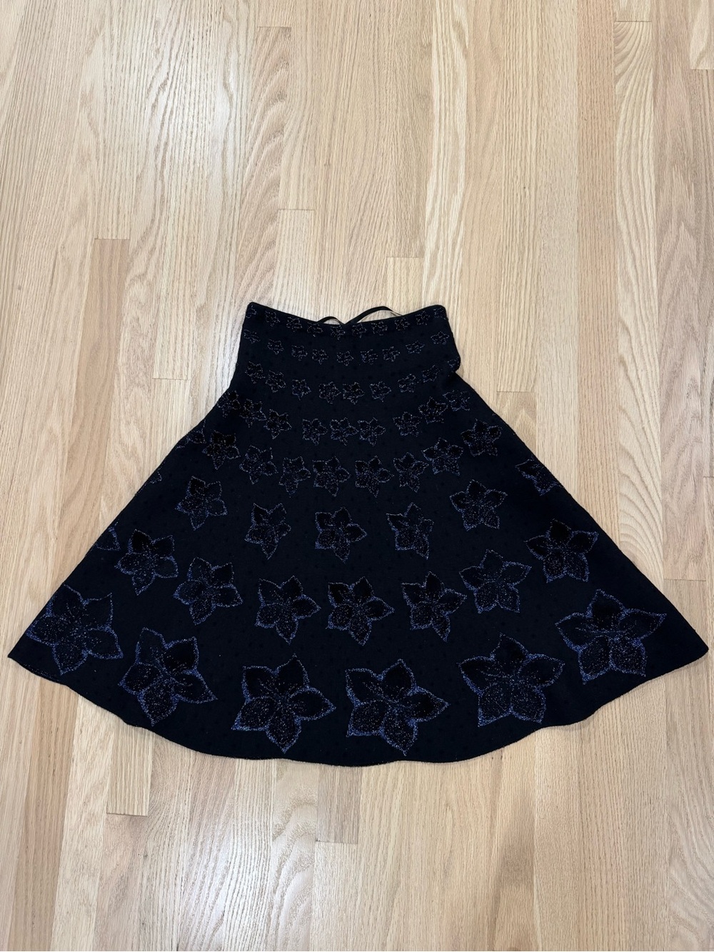 Alaia Black Floral Circle Skirt